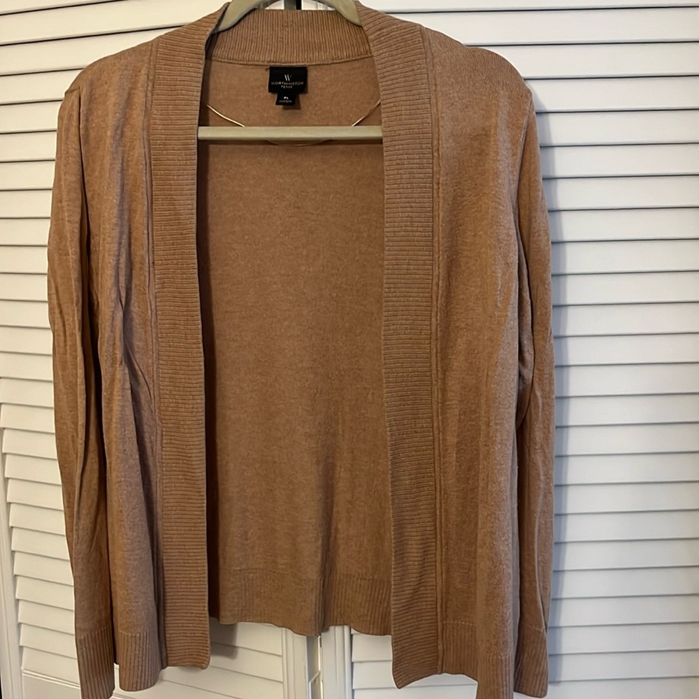 Worthington PL soft cardigan w/rib knit trim